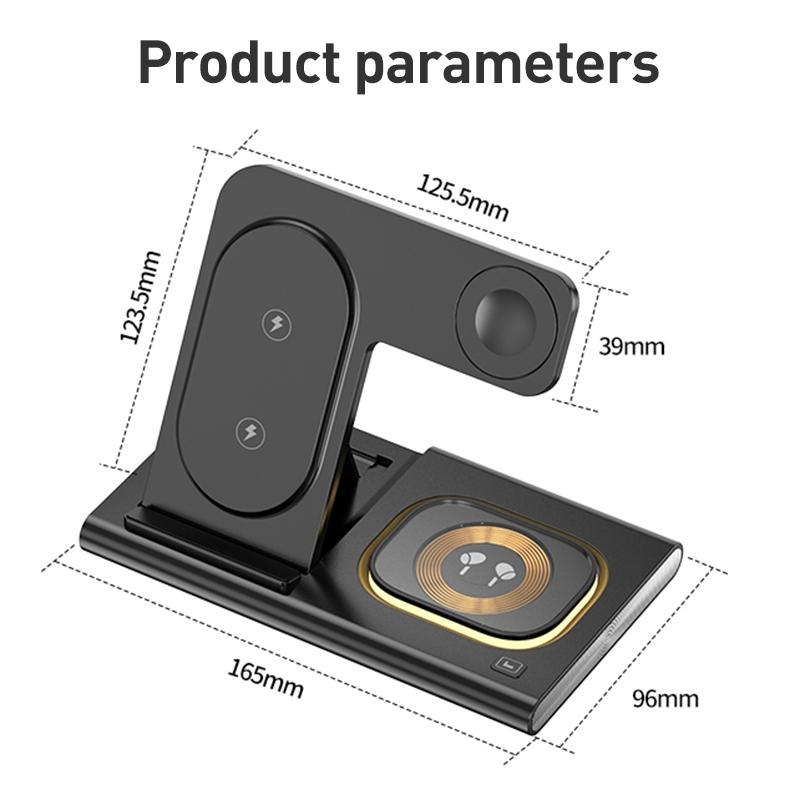 15W 3 In 1 Foldable Wireless Charger - Black