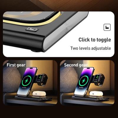 15W 3 In 1 Foldable Wireless Charger - Black