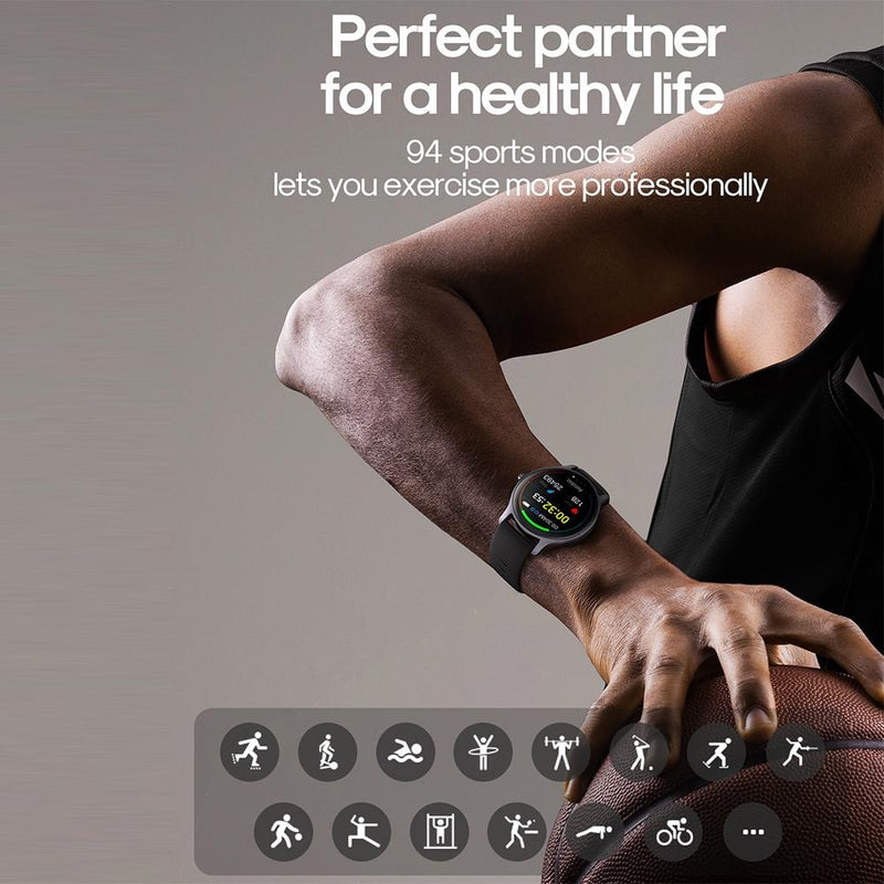 1.28 Inch Ip68 Waterproof Smart Watch Support Make / Answer Call & Heart Rate Monitoring Dark Grey