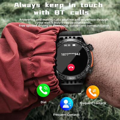 1.46 Inch Ip68 Waterproof Sos Flashlight Bluetooth Smart Watch - Black