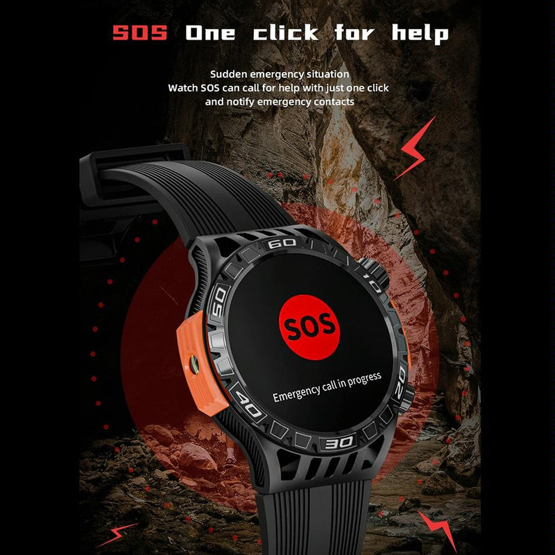 1.46 Inch Ip68 Waterproof Sos Flashlight Bluetooth Smart Watch - Black