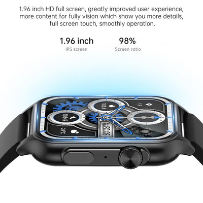 1.96 Inch Ips Screen Smart Watch Supports Bluetooth Calls / Blood Oxygen Monitoring - Black