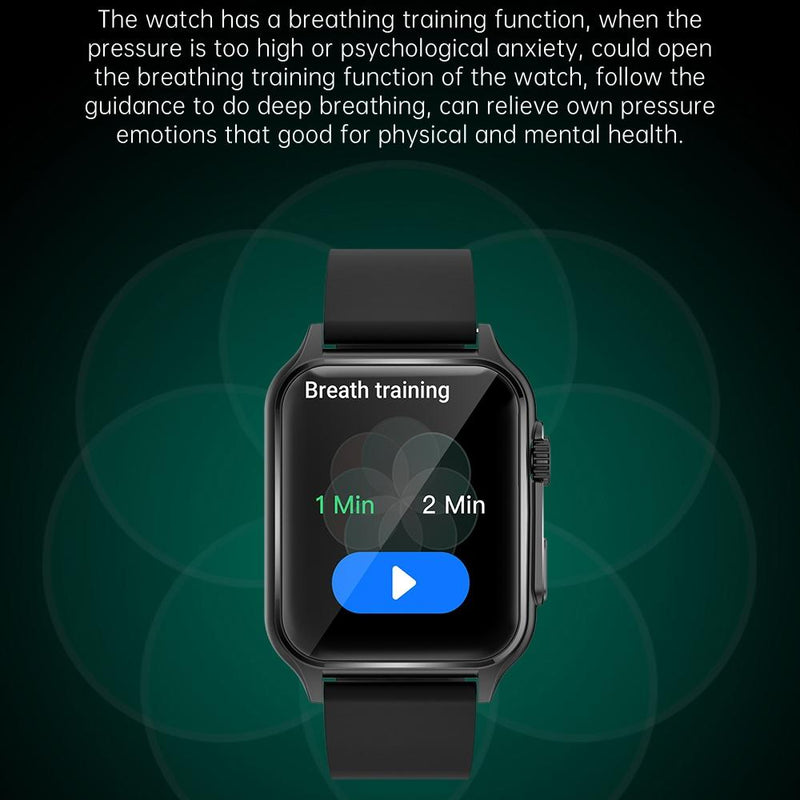 1.96 Inch Ips Screen Smart Watch Supports Bluetooth Calls / Blood Oxygen Monitoring - Black