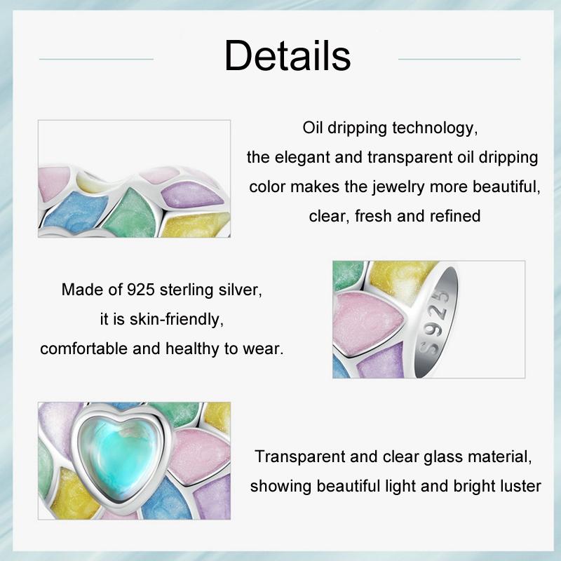 925 Sterling Silver Neon Love Heart Diy Beads Plated
