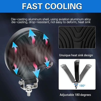 1 Pair 4 Inch Round Double Circle Angel Eye Work Light Black