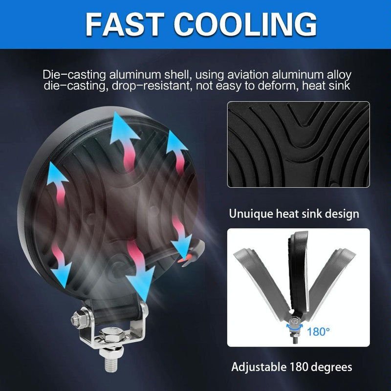 1 Pair 4 Inch Round Double Circle Angel Eye Work Light Black