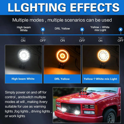 1 Pair 4 Inch Round Double Circle Angel Eye Work Light Black