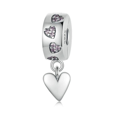 925 Sterling Silver Platinum Plated Smart Heart Diy Beads
