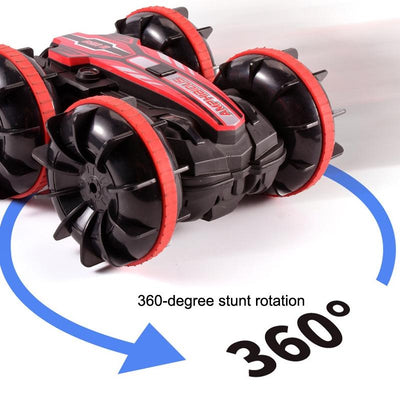 Amphibious Stunt Rc Car - Double-sided Rolling - 2.4g - Electric - Kids' Toy - Red