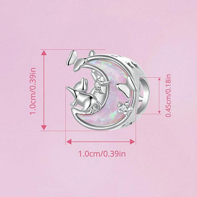 925 Sterling Silver Opal Moon Cat Pendant In Plating