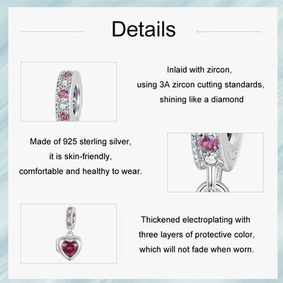 925 Sterling Silver Love Heart Pendant Diy Beads