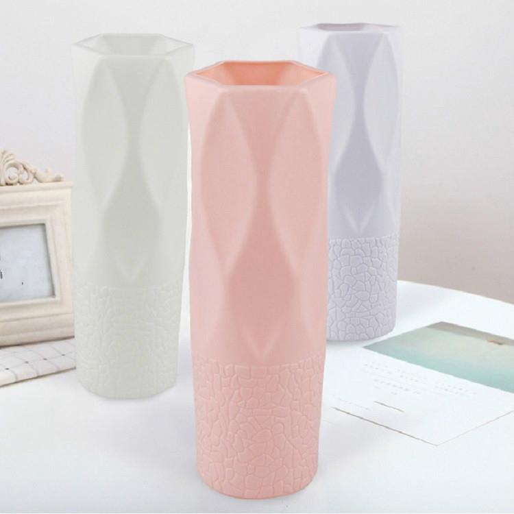 3-piece Plastic Vase Set for Dry and Wet Flower Arrangements and Floral Decor - Pink