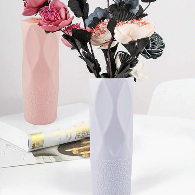 3-piece Plastic Vase Set for Dry and Wet Flower Arrangements and Floral Decor - Pink