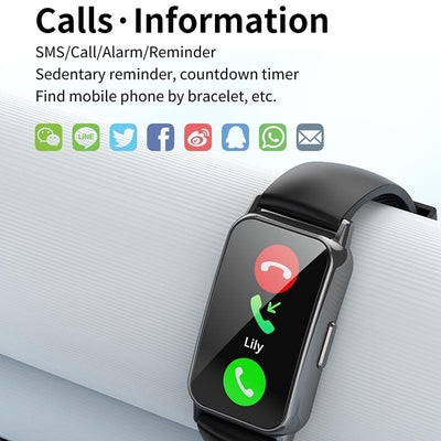 1.47 Inch Waterproof Smart Watch Heart Rate & Blood Pressure Support - Black