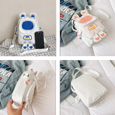 Lightweight Cartoon Crossbody Bag For Students - Blue