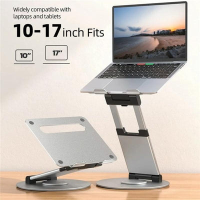 Adjustable 360 Degree Rotating Laptop Stand for 10-17 Inch Devices - Silver