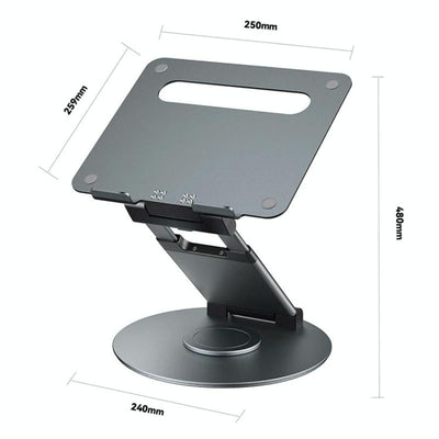 Adjustable 360 Degree Rotating Laptop Stand for 10-17 Inch Devices - Silver