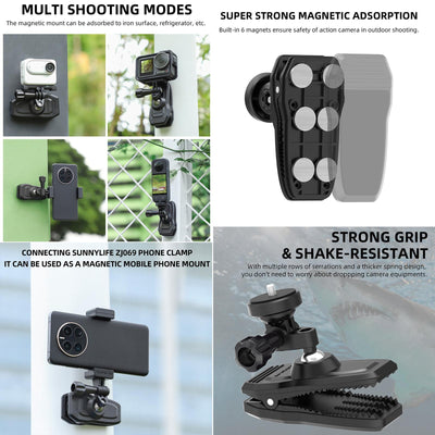 360 Degree Swivel Backpack Clip for Magnetic Action Camera Mount