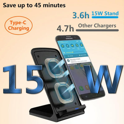 15W Wireless Desktop Charger With Fast Charging - Black