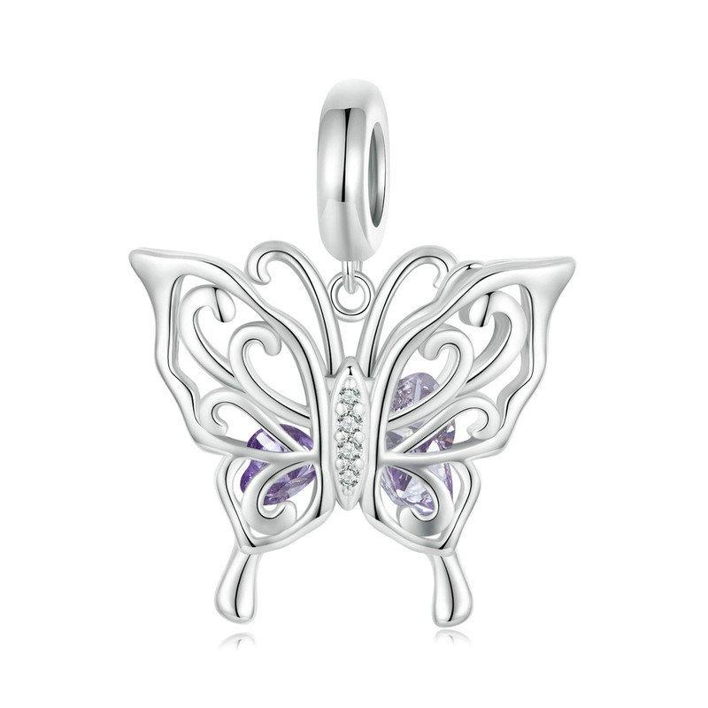 925 Sterling Silver Platinum Plated Butterfly Diy Beads