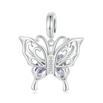 925 Sterling Silver Platinum Plated Butterfly Diy Beads