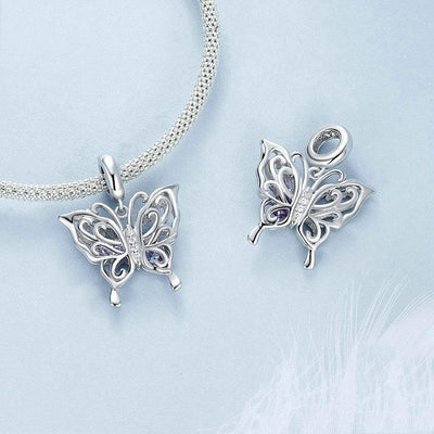 925 Sterling Silver Platinum Plated Butterfly Diy Beads