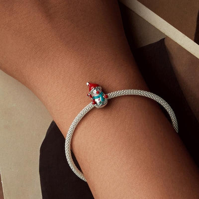 925 Sterling Silver Snowman Bracelet Beads