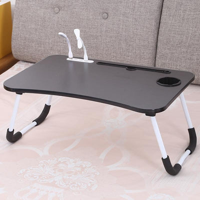 Portable Folding Desk with Fan & Lamp - Compact Design - Cool Black