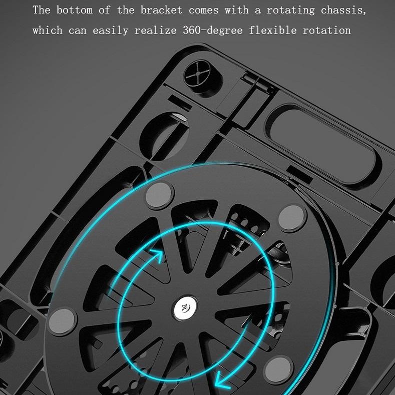 Adjustable Laptop Cooling Stand - Foldable Design - Black