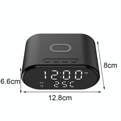 15W Wireless Charger With Mirror & Clock - Black
