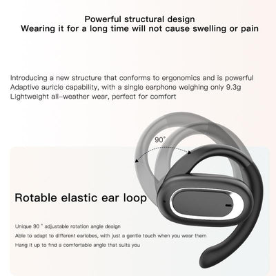 Adjustable Wireless Bluetooth Earphones with Noise Reduction - T35 Ows - Black