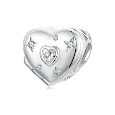 925 Sterling Silver Platinum Plated Love Beads For Diy Valentine'S Day