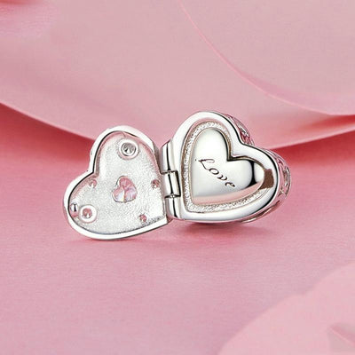 925 Sterling Silver Platinum Plated Love Beads For Diy Valentine'S Day