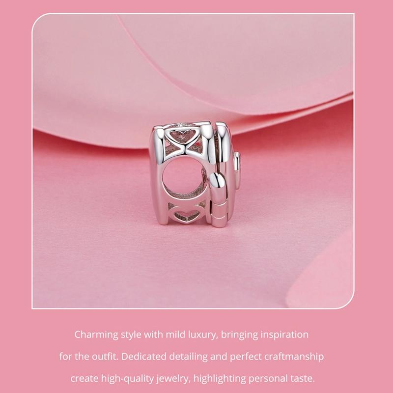 925 Sterling Silver Platinum Plated Love Beads For Diy Valentine&