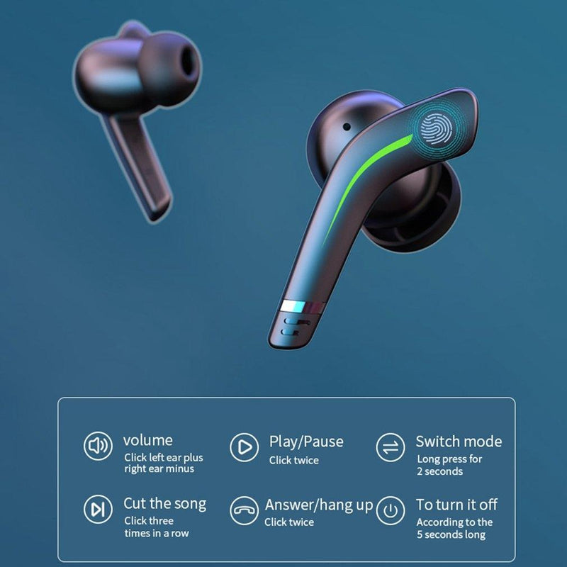 Black Wireless Gaming Bluetooth Earphones - Md168 Tws