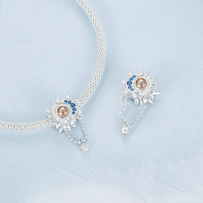 925 Sterling Silver Sun Moon Beaded Diy Pendant