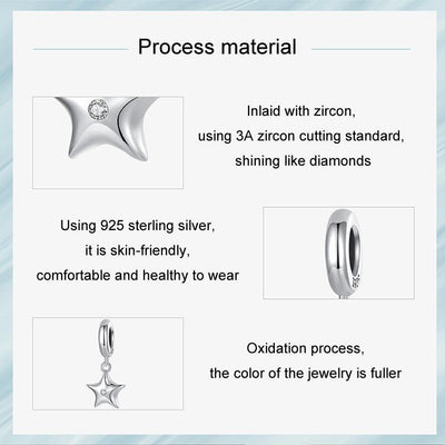 925 Sterling Silver Oxidized Star Bracelet With Beads