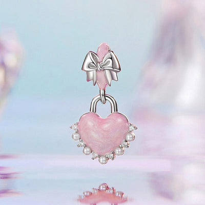 925 Sterling Silver Platinum Plated Bow Heart Pendant Beads