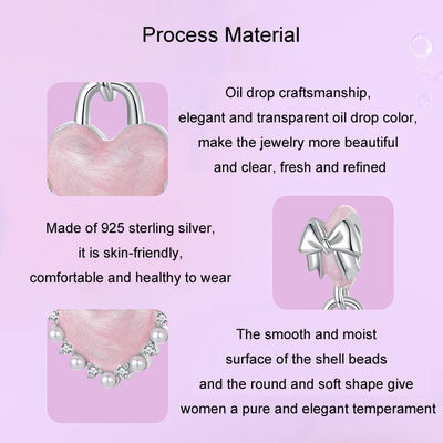 925 Sterling Silver Platinum Plated Bow Heart Pendant Beads