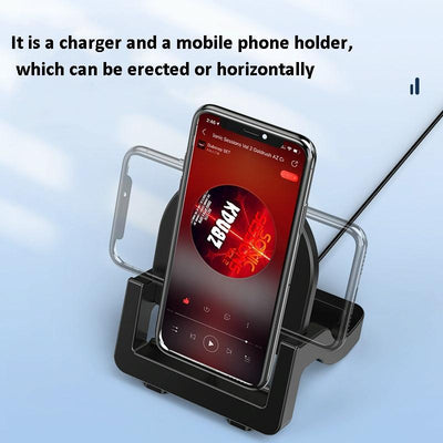 15W Vertical Wireless Fast Charger With Phone Holder - Black