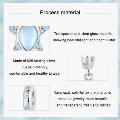 925 Sterling Silver Blue Star Beaded Bracelet