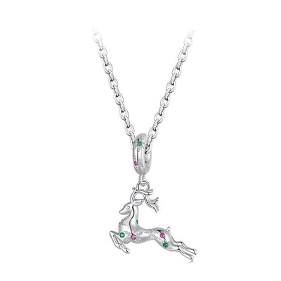 925 Sterling Silver Christmas Elk Pendant Beads