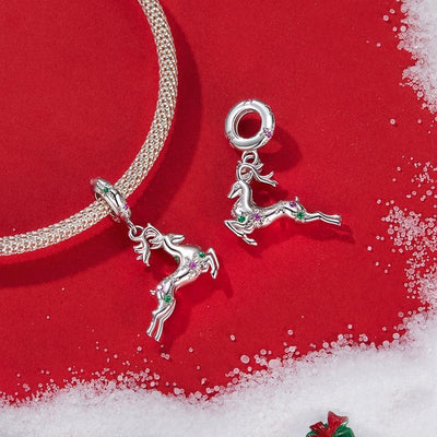925 Sterling Silver Christmas Elk Pendant Beads