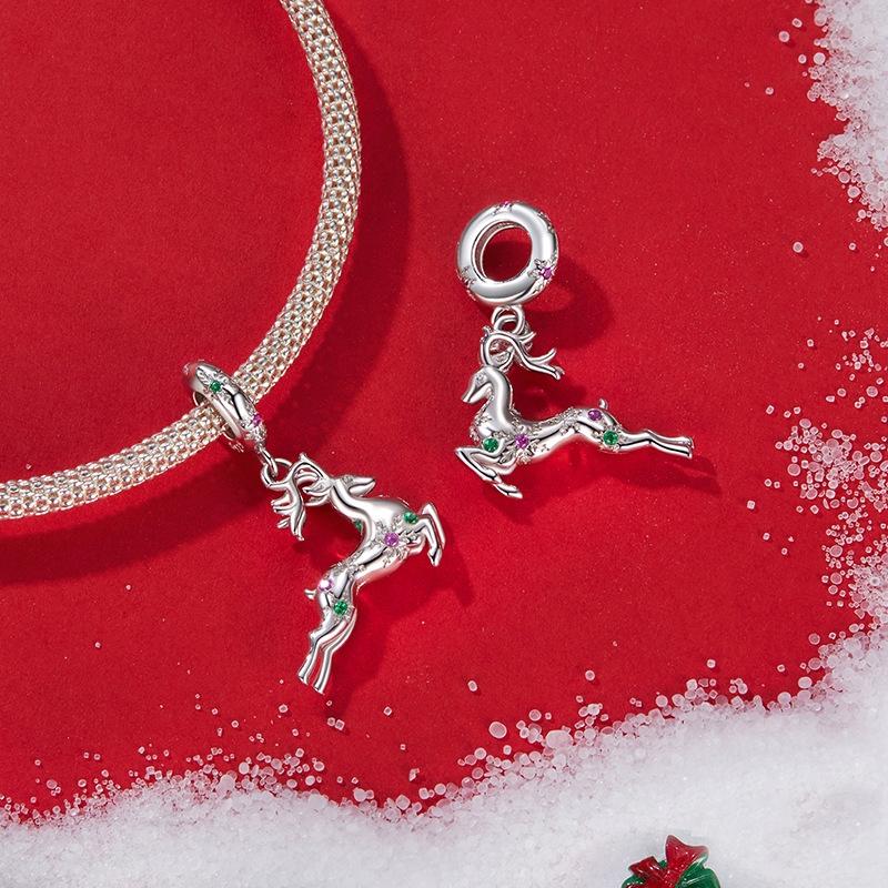 925 Sterling Silver Christmas Elk Pendant Beads