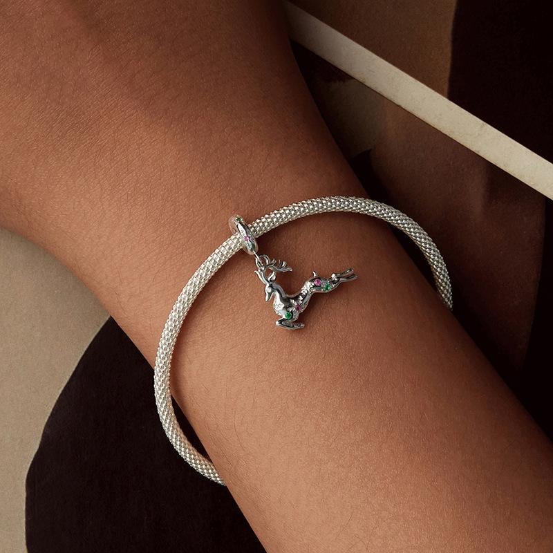 925 Sterling Silver Christmas Elk Pendant Beads