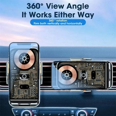 15w Fast Wireless Charger with Infrared Sensor for C10 Car Navigation - Transparent Stand - Gray