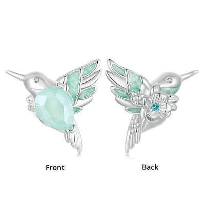 925 Sterling Silver Platinum Plated Hummingbird Flower Diy Beads