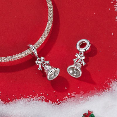 925 Sterling Silver Bow Bell Bracelet Pendant Festival Beads