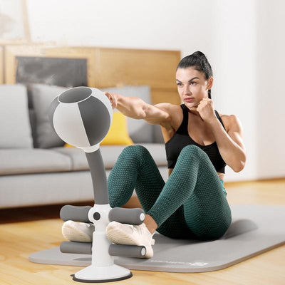 Adjustable 2-In-1 Sit-Up Boxing Ball Stand With Punching Bag - Gray / White