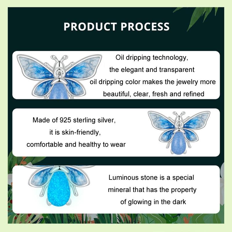 925 Sterling Silver Blue Luminous Zircon Bee Silicone Diy Beads